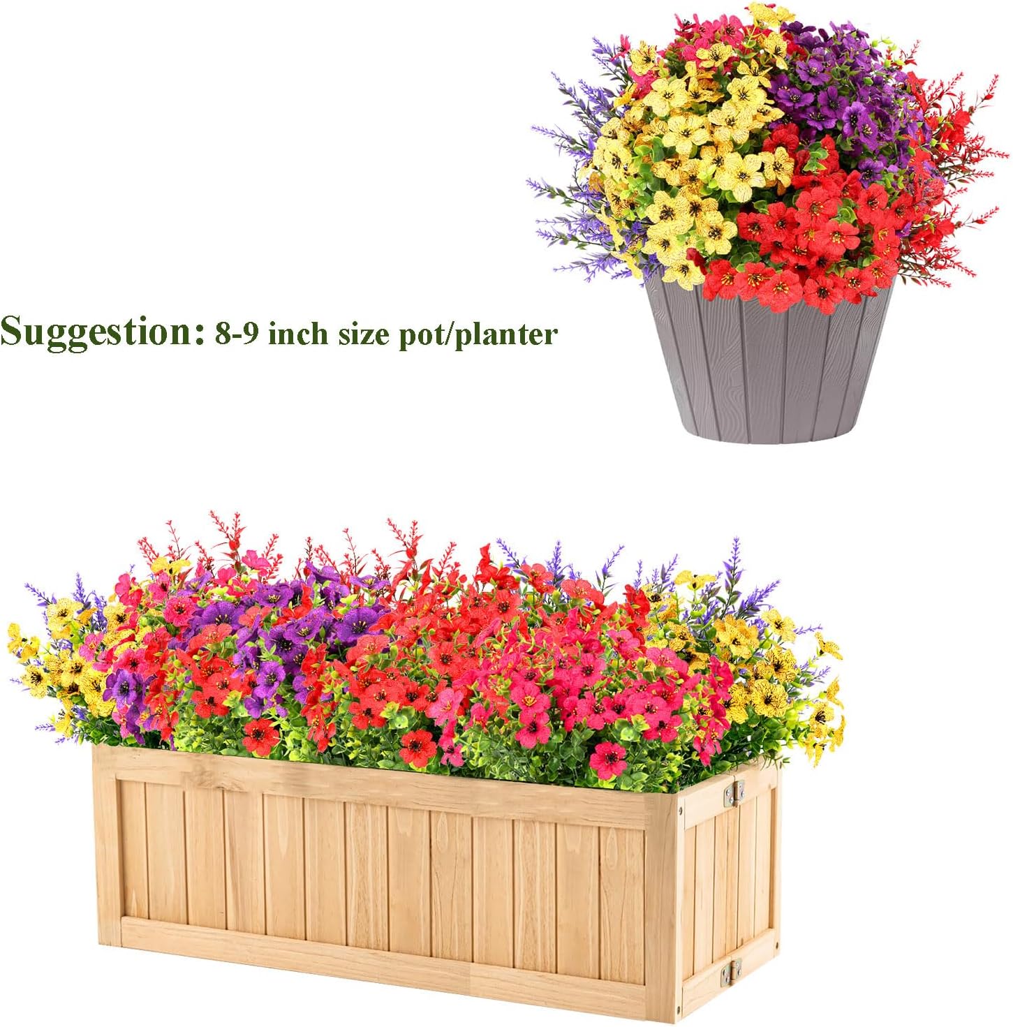 16 Bundles UV Resistant Artificial Flowers for Outdoor Use