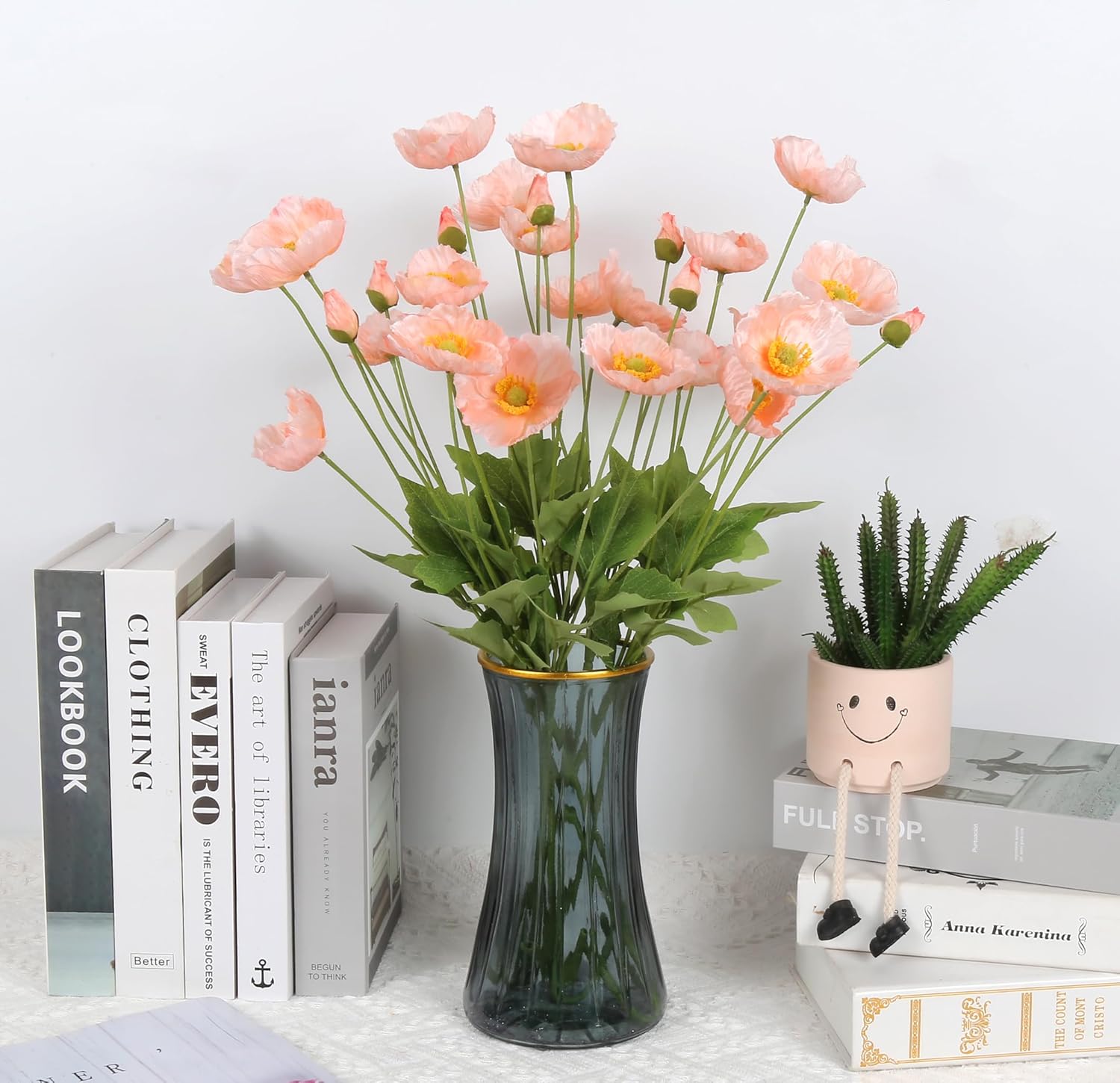 ICBOX Poppy Flowers Artificial 8PCS Champagne