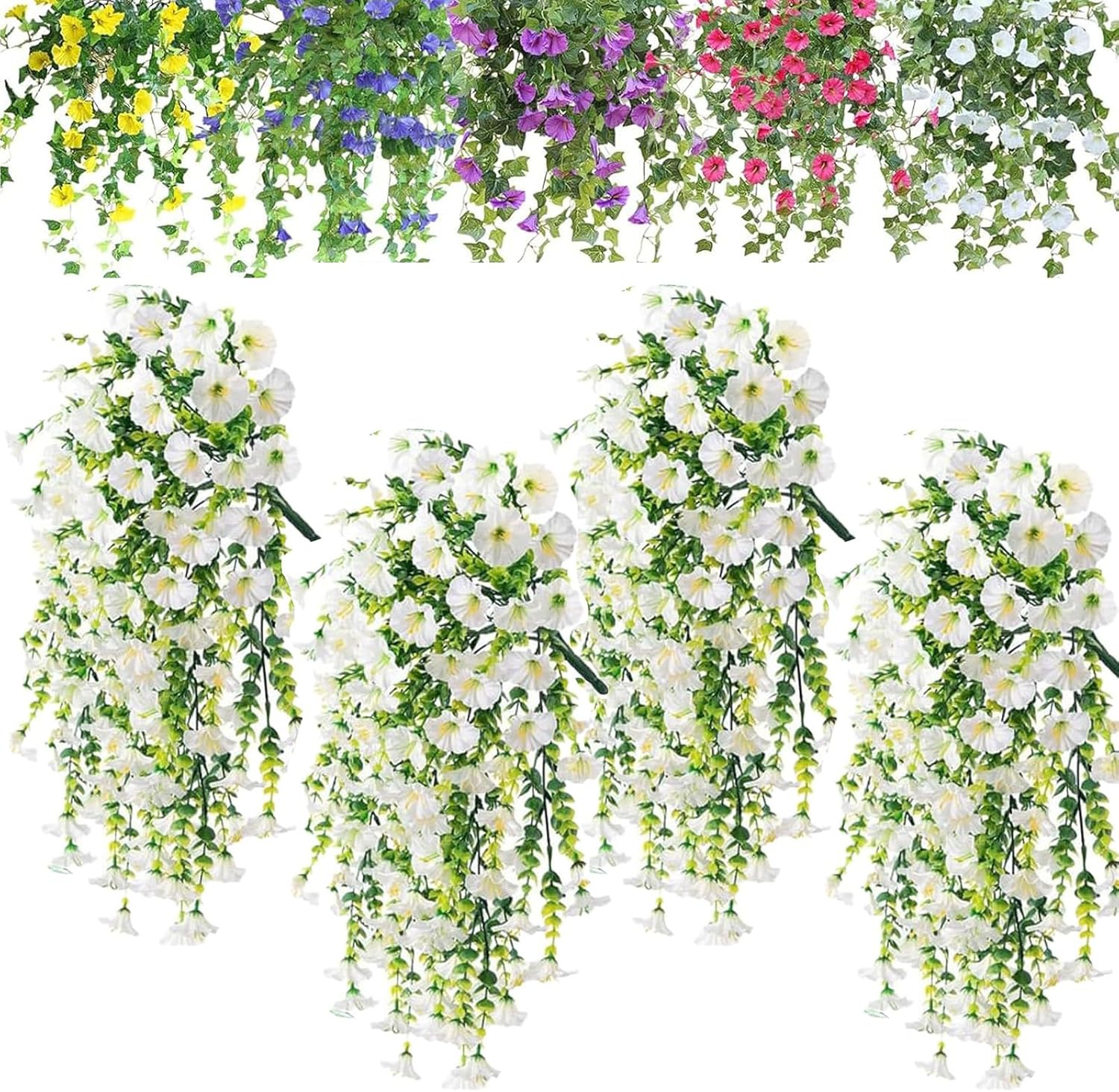 4PCS UV Resistant Artificial Outdoor Flowers White
