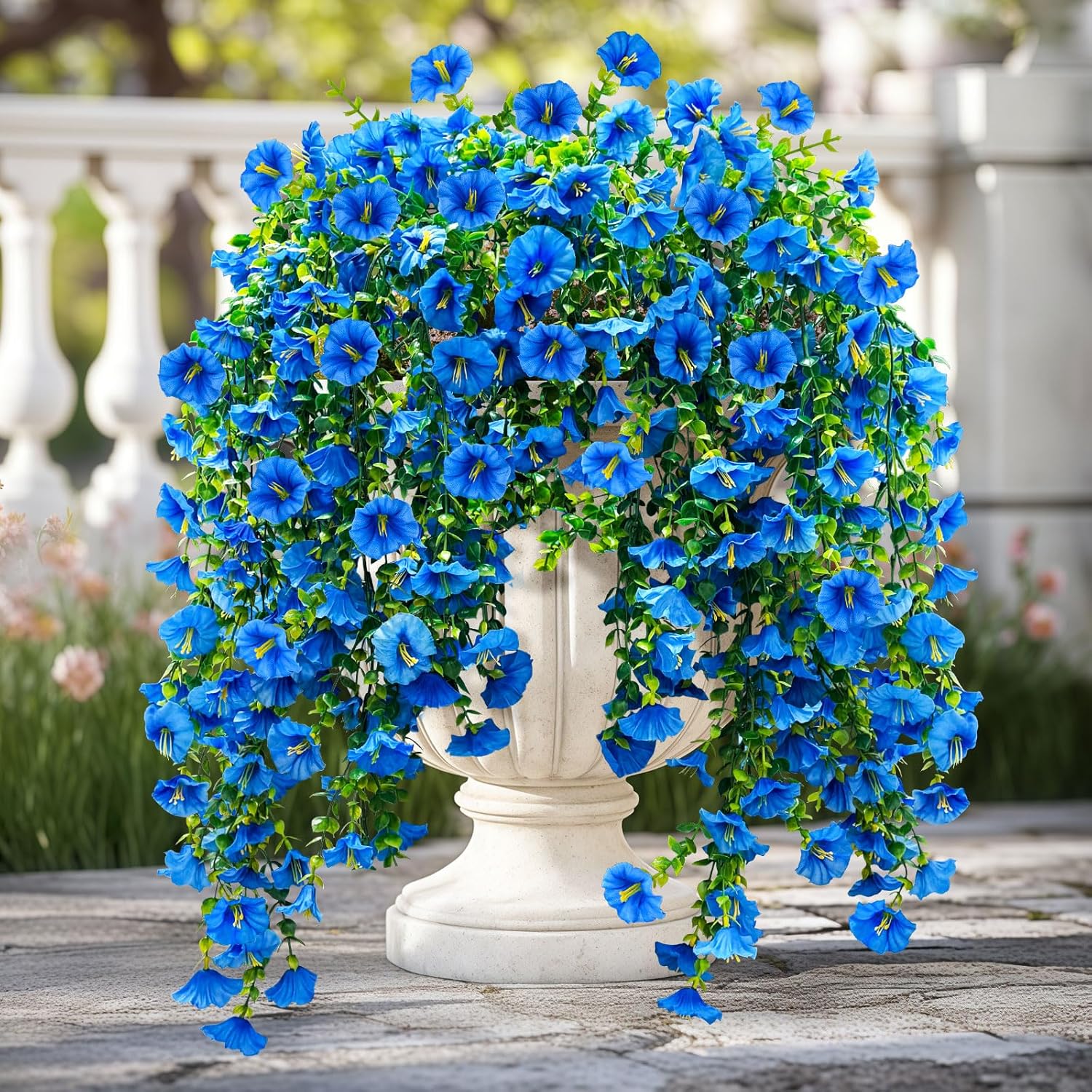 ICX 4PCS Artificial Hanging Morning Glory Flowers Blue