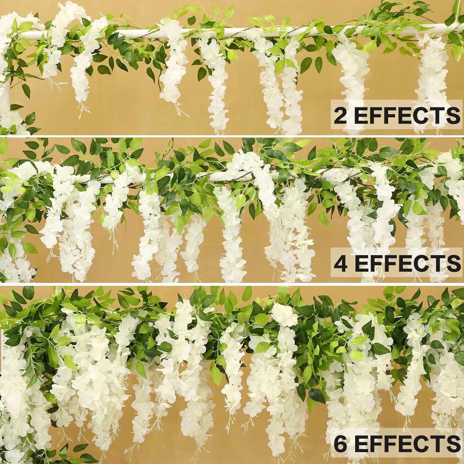 Wisteria Artificial Flowers Garland 8Pcs 72 FtPiece