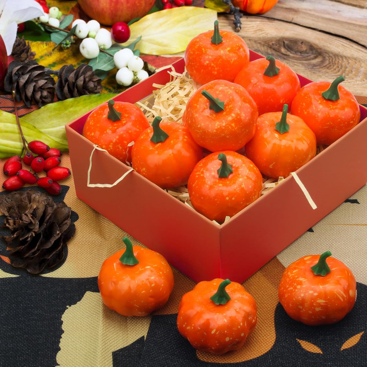 Coolrunner 12 Pack Realistic Artificial Fall Pumpkins - Orange