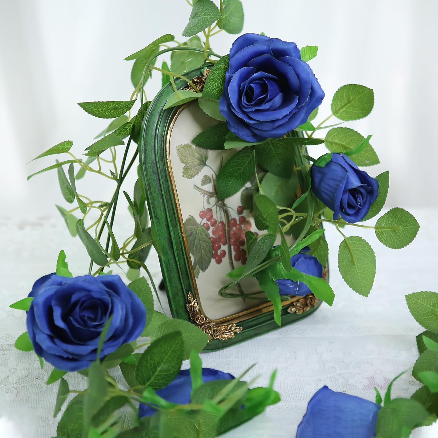 Felice Arts 2 Pack Royal Blue Artificial Rose Garland