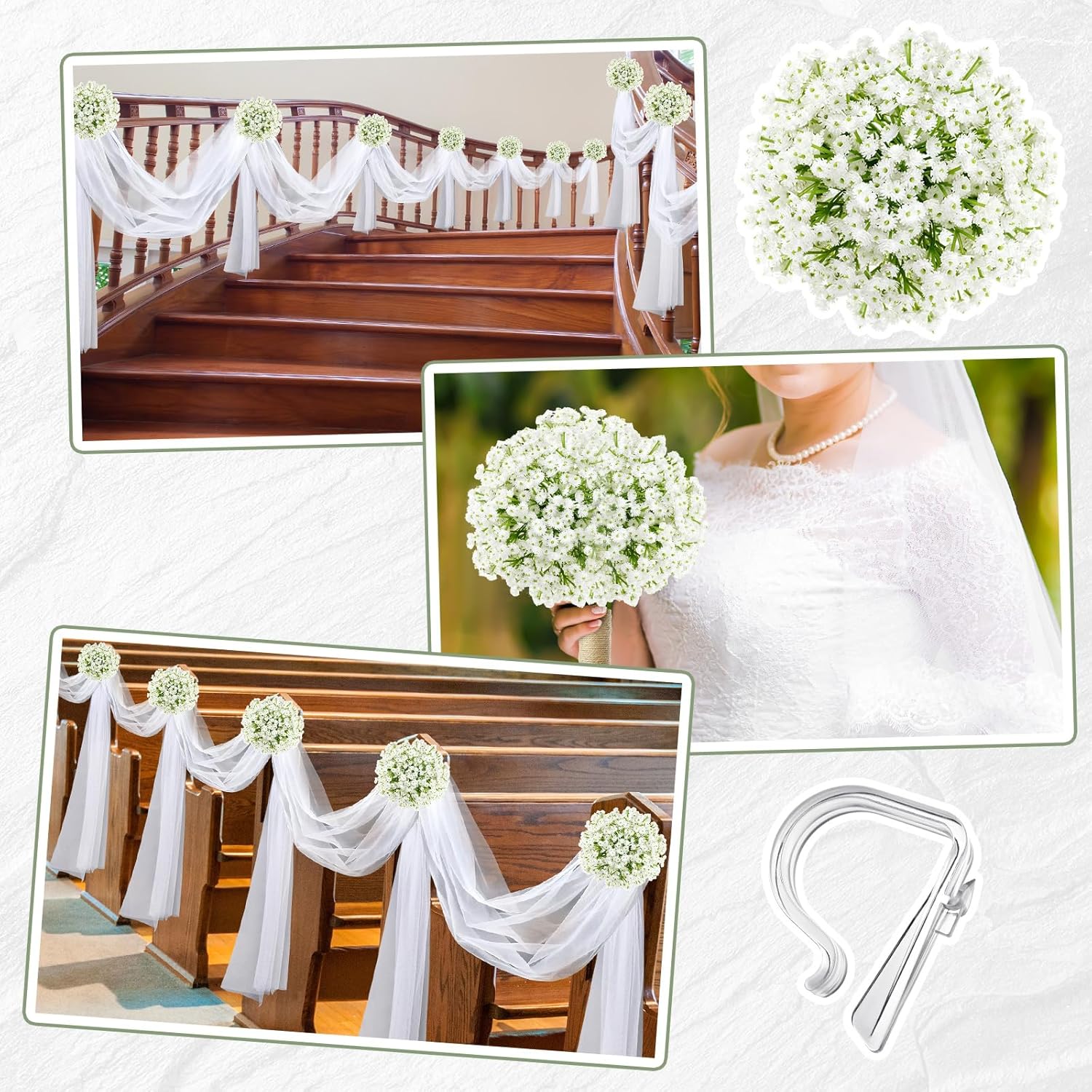 Riceshoot 34 Pcs Wedding Decor Set for Church Pew
