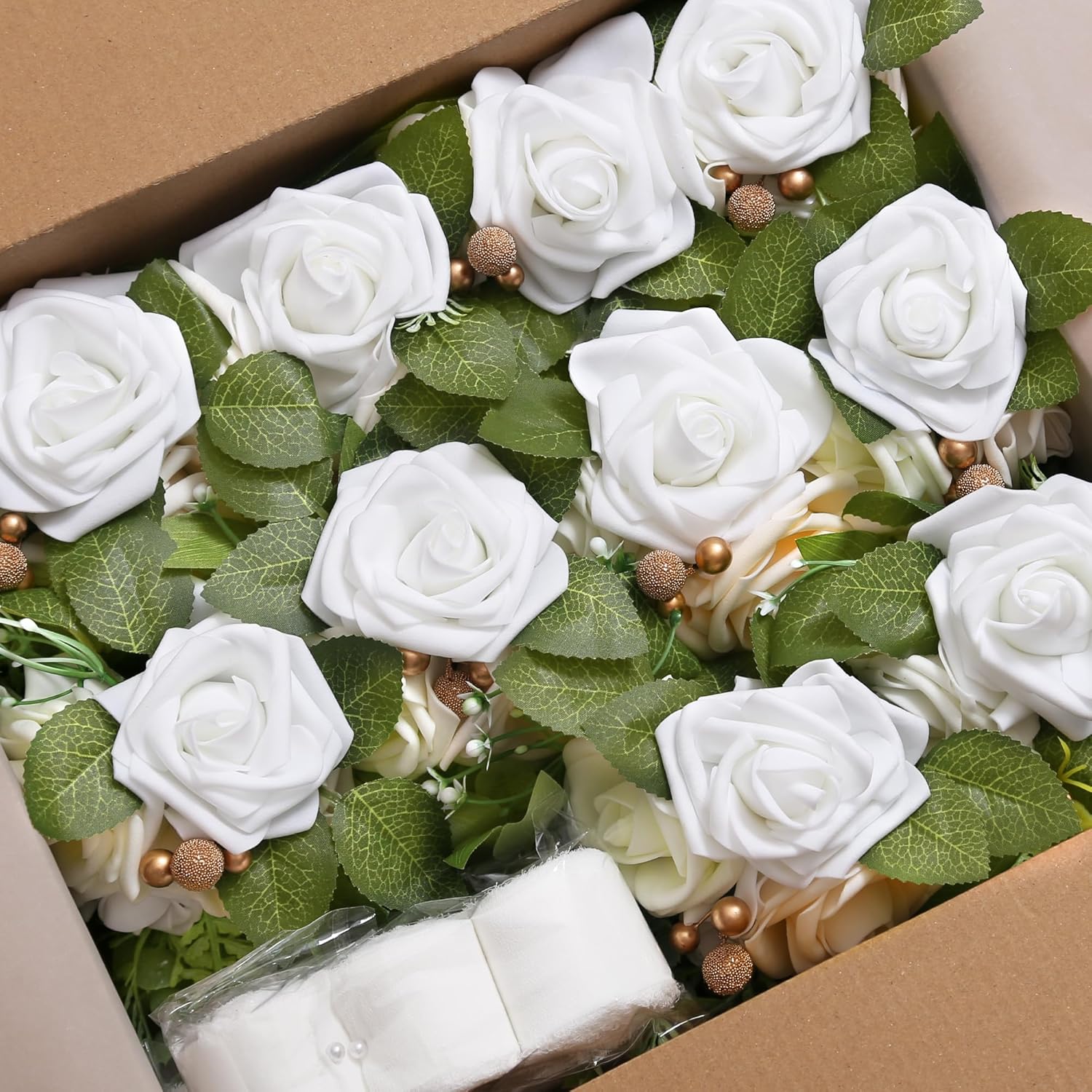 DORIS HOME White Pew Flowers Set of 10 for Wedding Ceremony