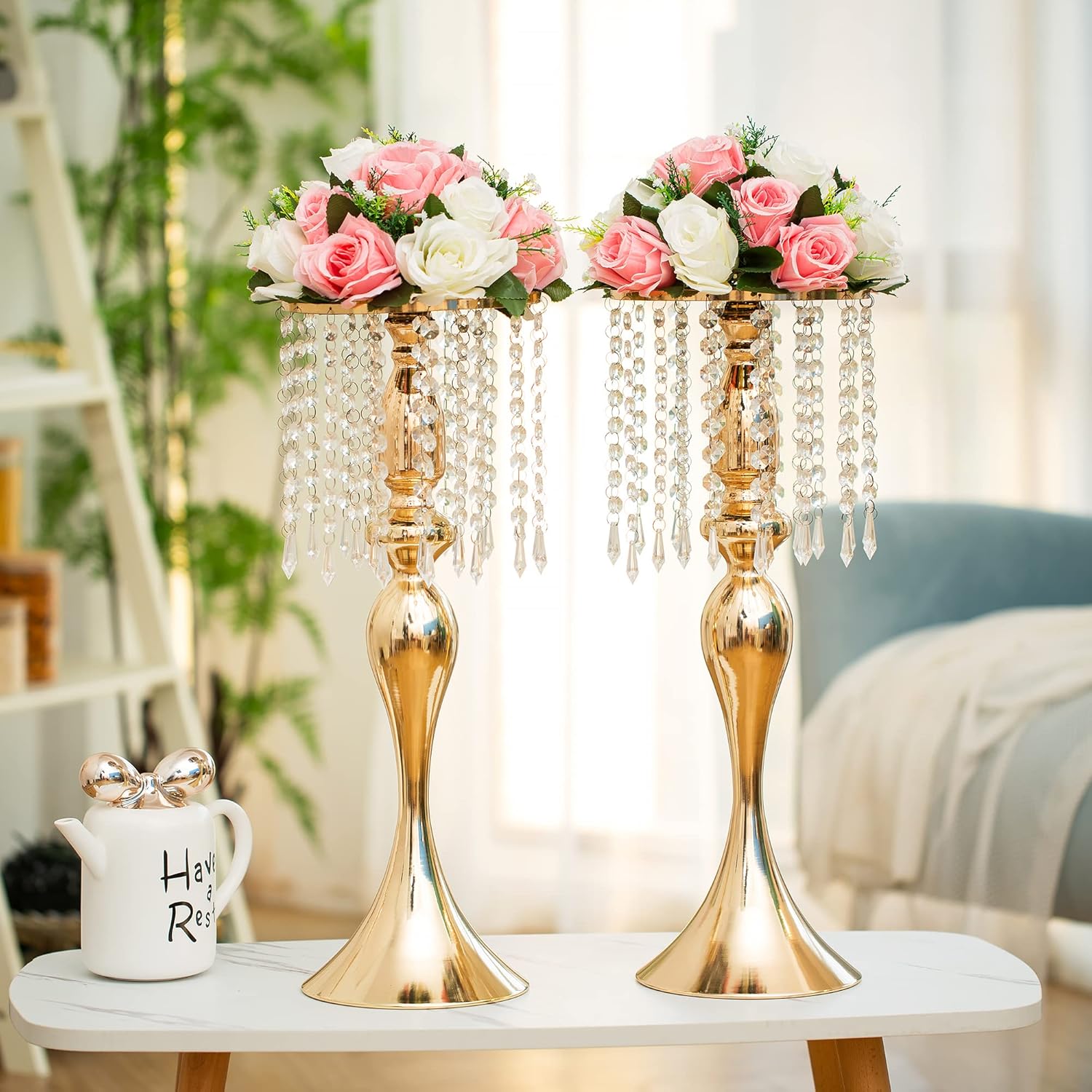 Pink White Flower Balls Centerpieces for Wedding Tables 2 Packs