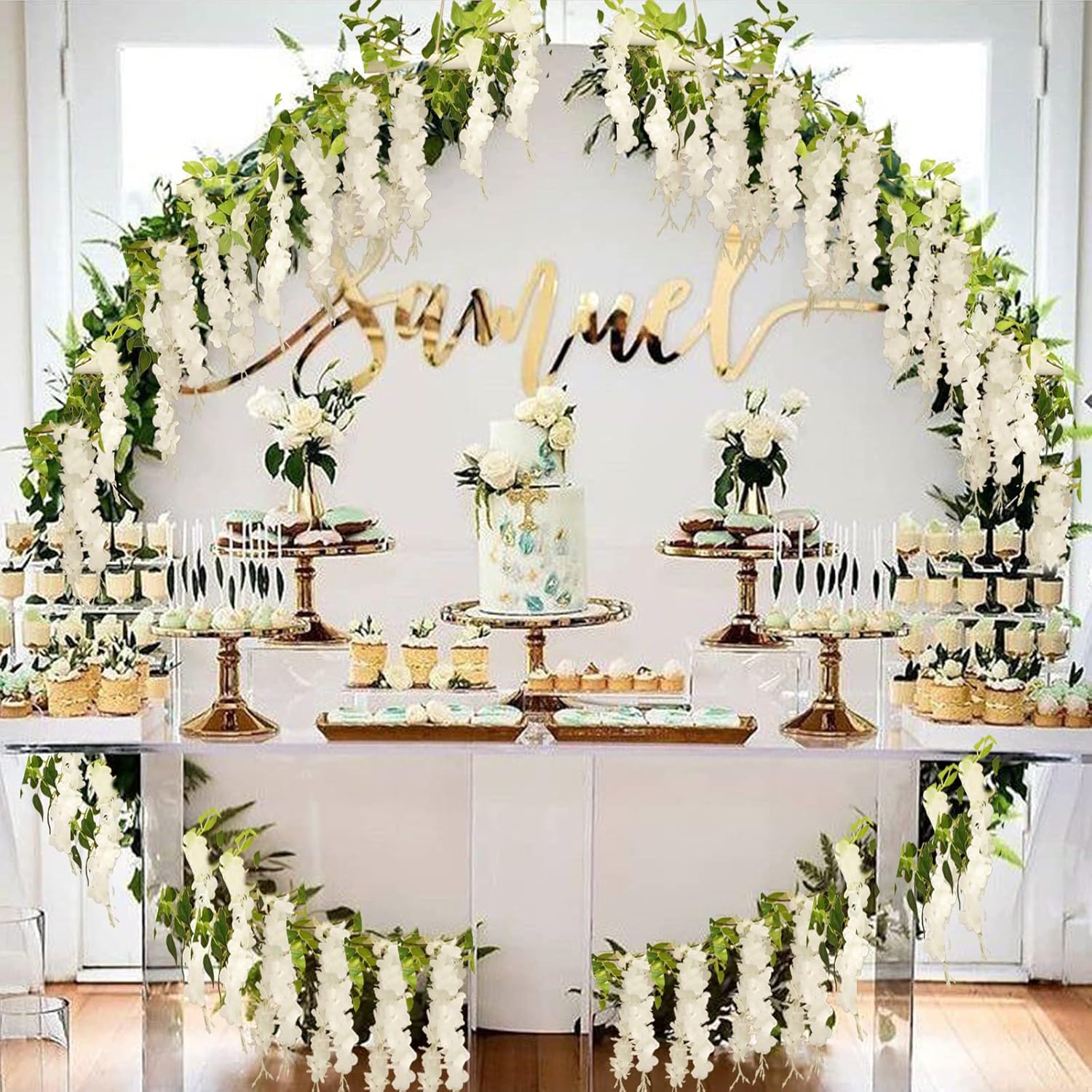 Wisteria Artificial Flowers Garland 8Pcs 72 FtPiece