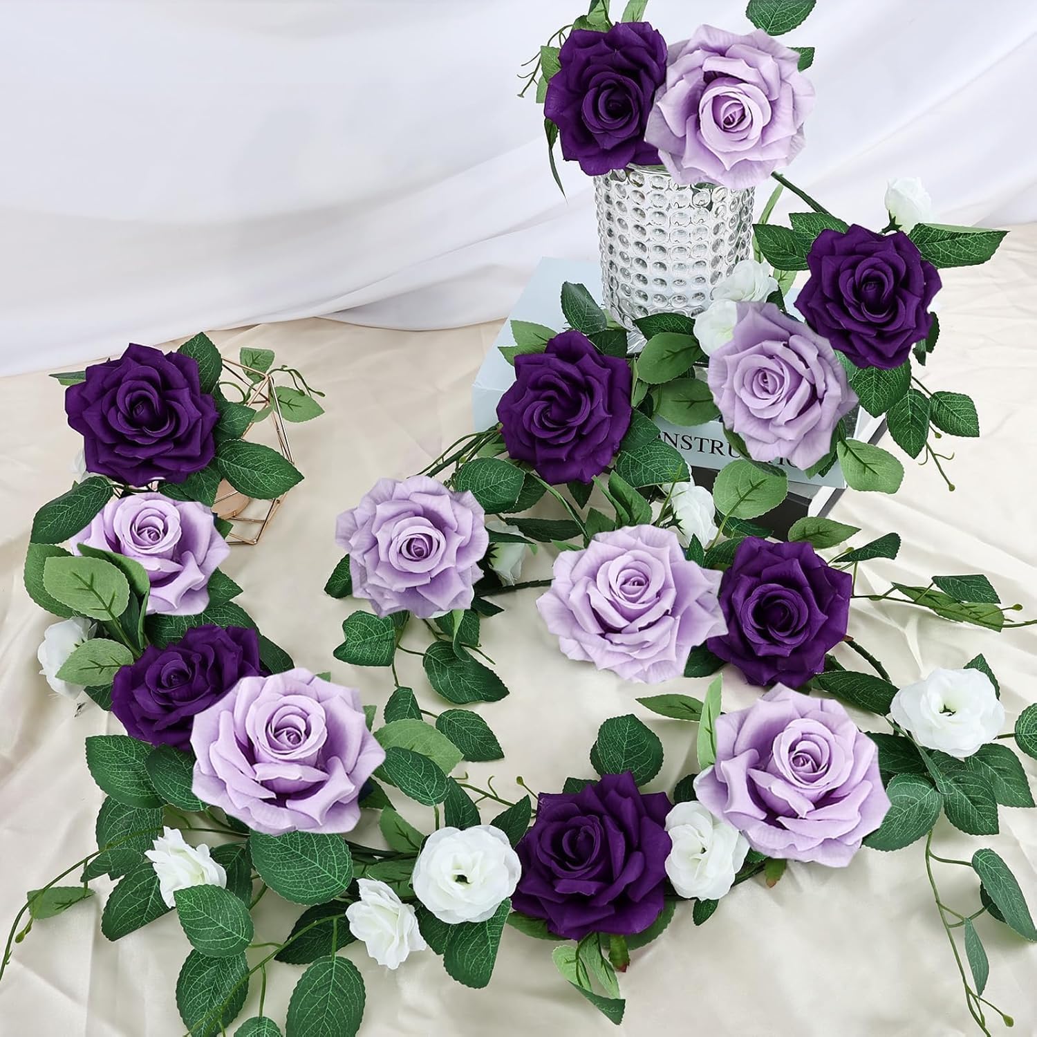 Purple Artificial Rose Garland 59 Ft Wedding Decor