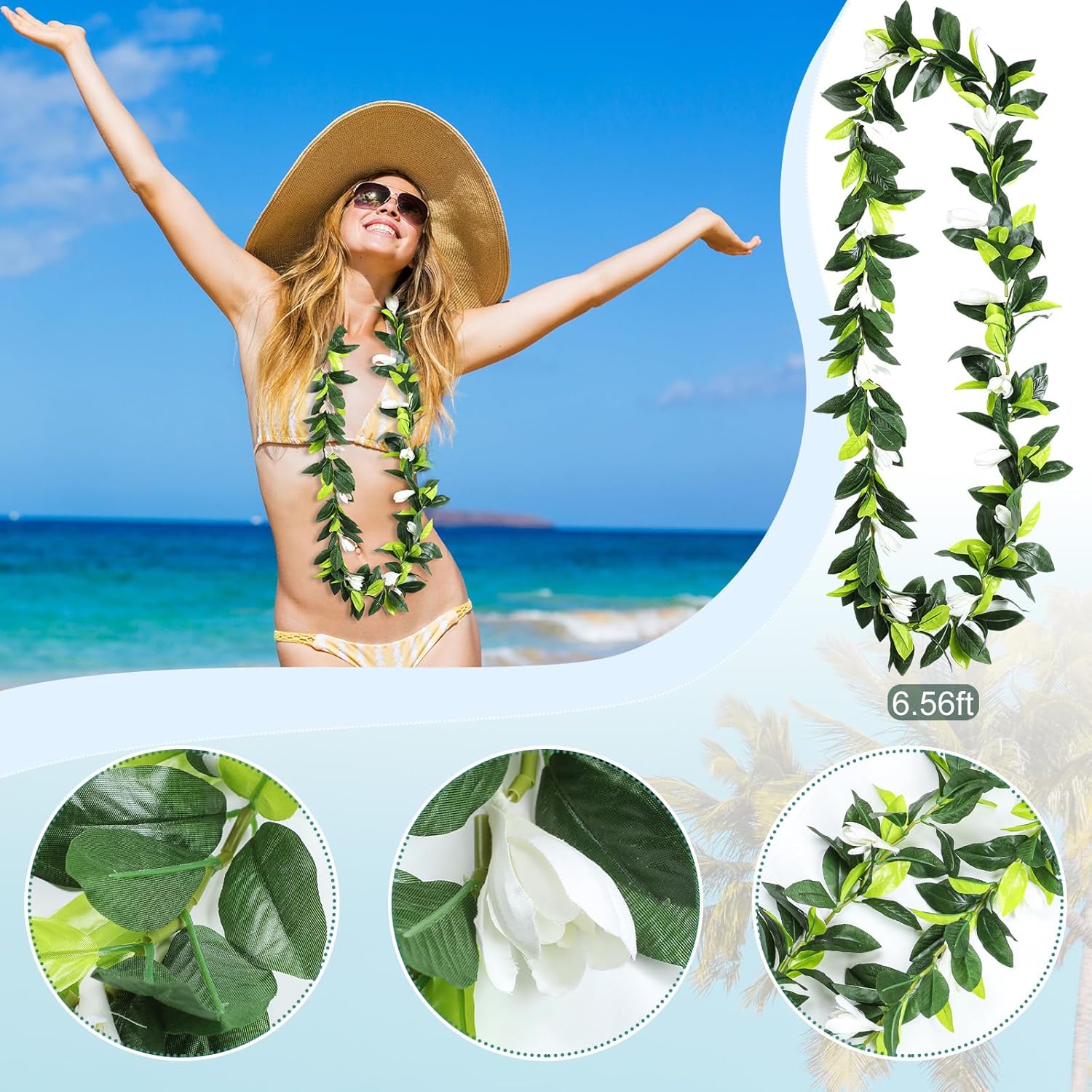 Riceshoot Hawaiian Maile Lei Garland 656 ft Tropical Wedding Decor