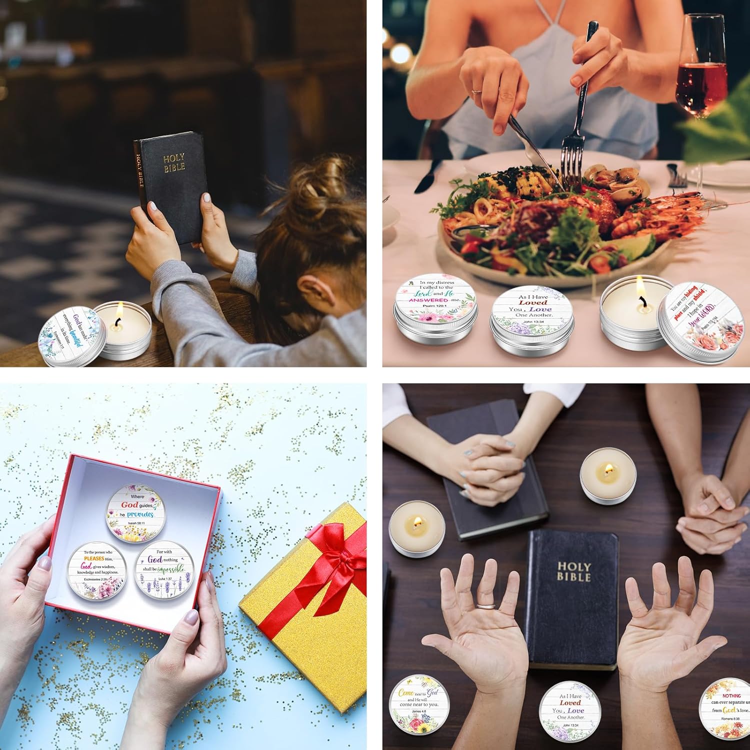 36 Set Bible Verse Scented Candle Tins with Lids