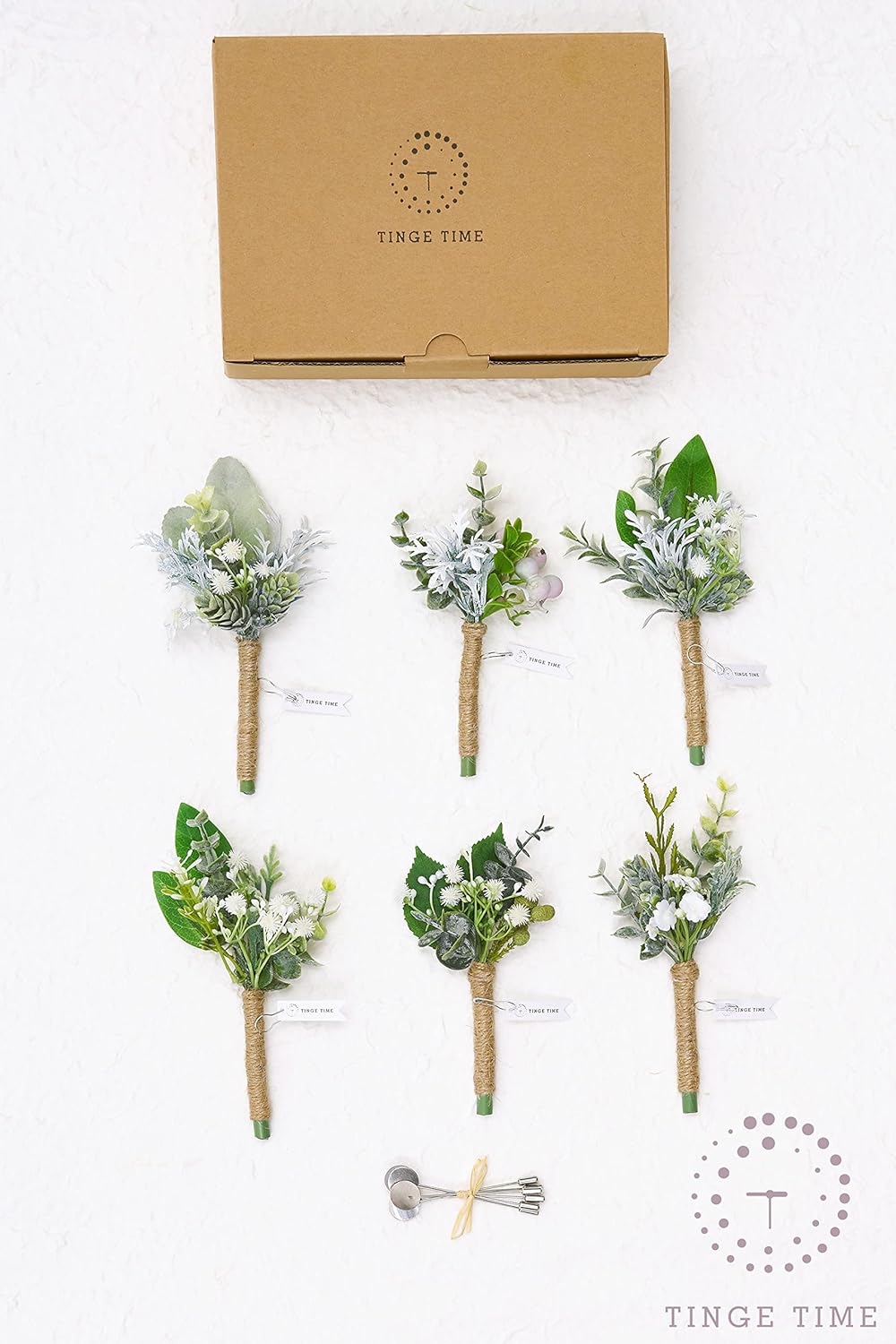 TingeTime Fresh Green Boutonniere Set for Men