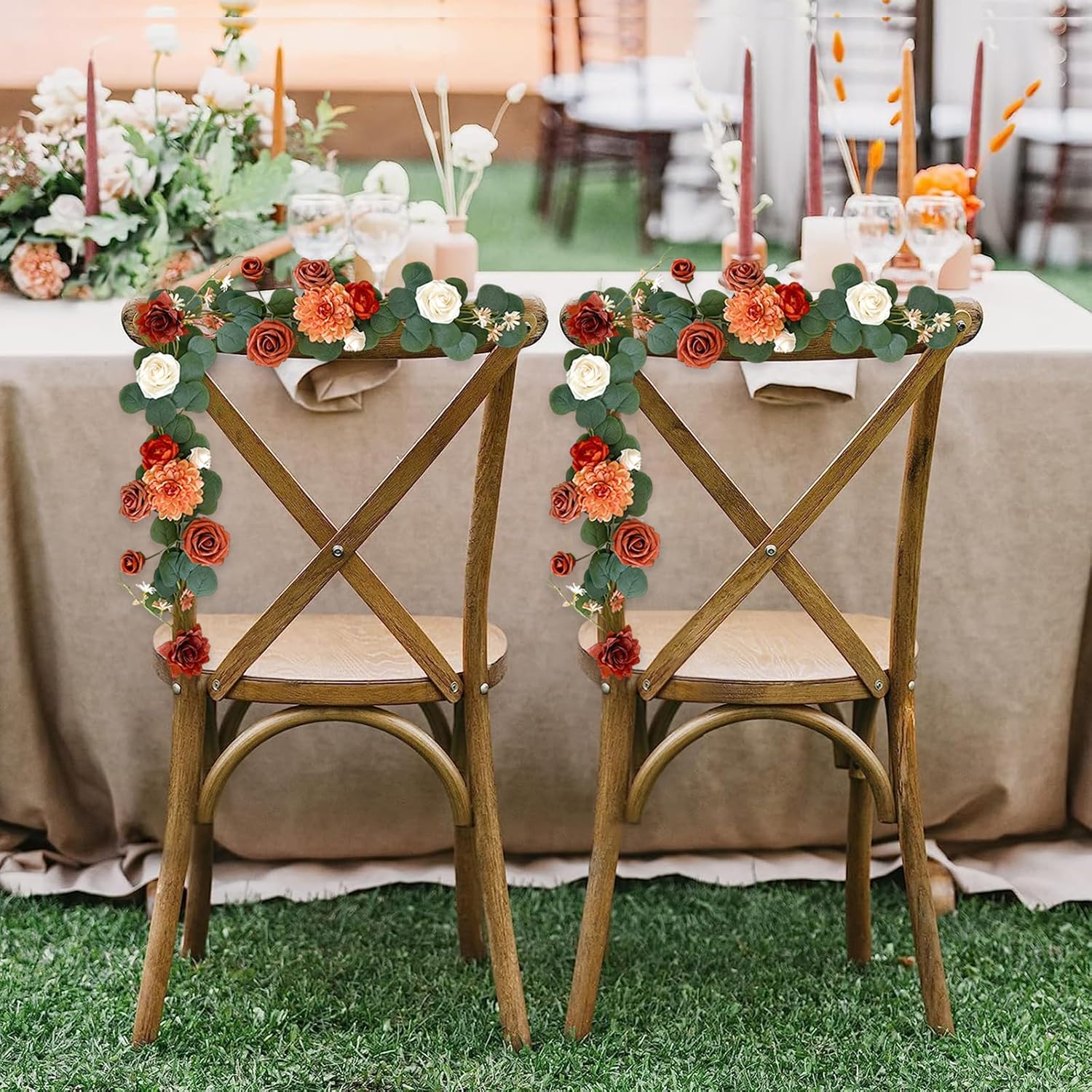 2PCS Artificial Rose Terracotta Garland Burnt Orange Wedding Decor