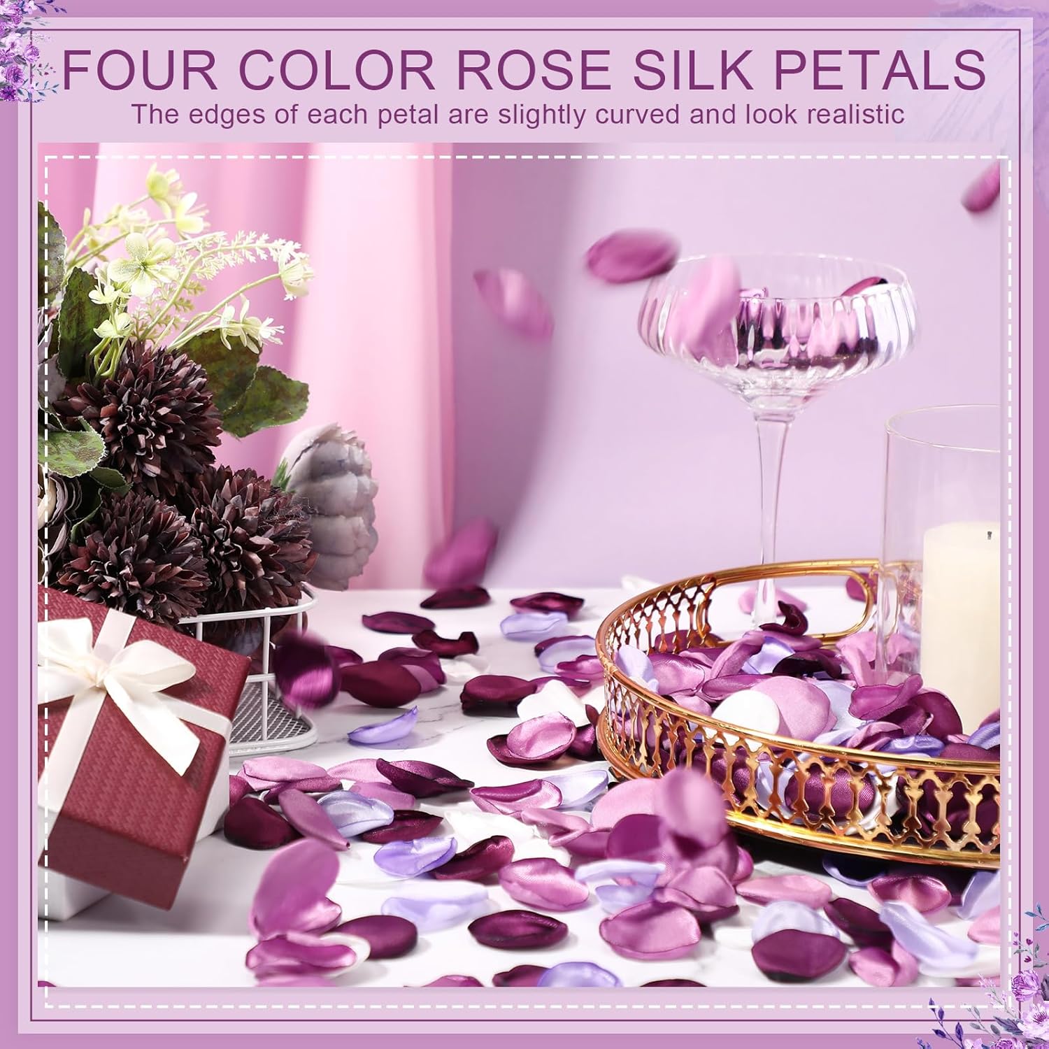 Tigeen 600 Pcs Artificial Rose Petals for Wedding Decor