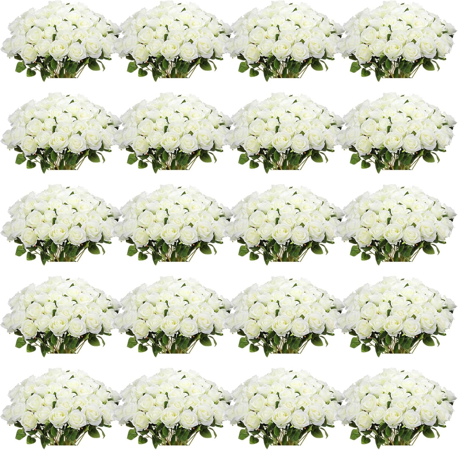 Tigeen 150 Pcs Artificial White Roses Bulk