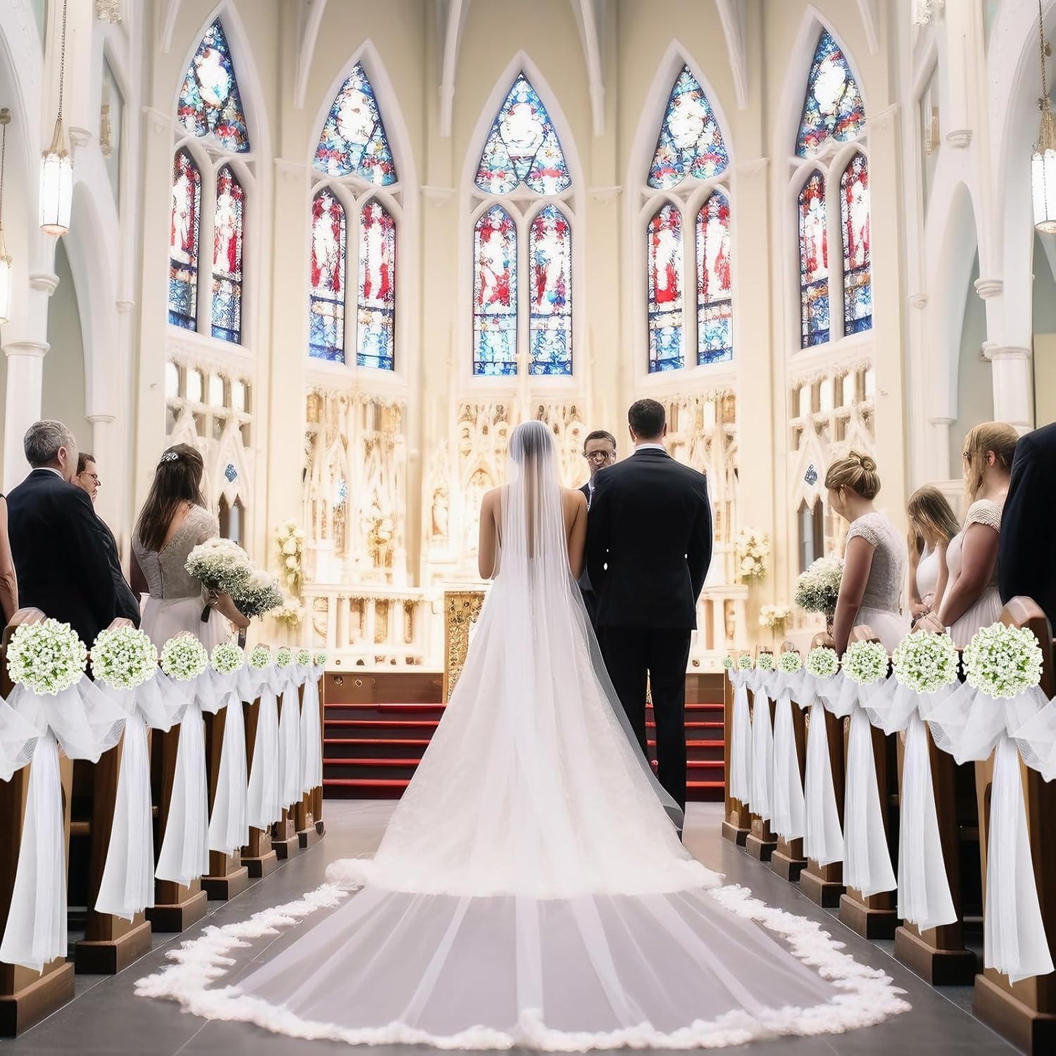 Riceshoot 34 Pcs Wedding Decor Set for Church Pew