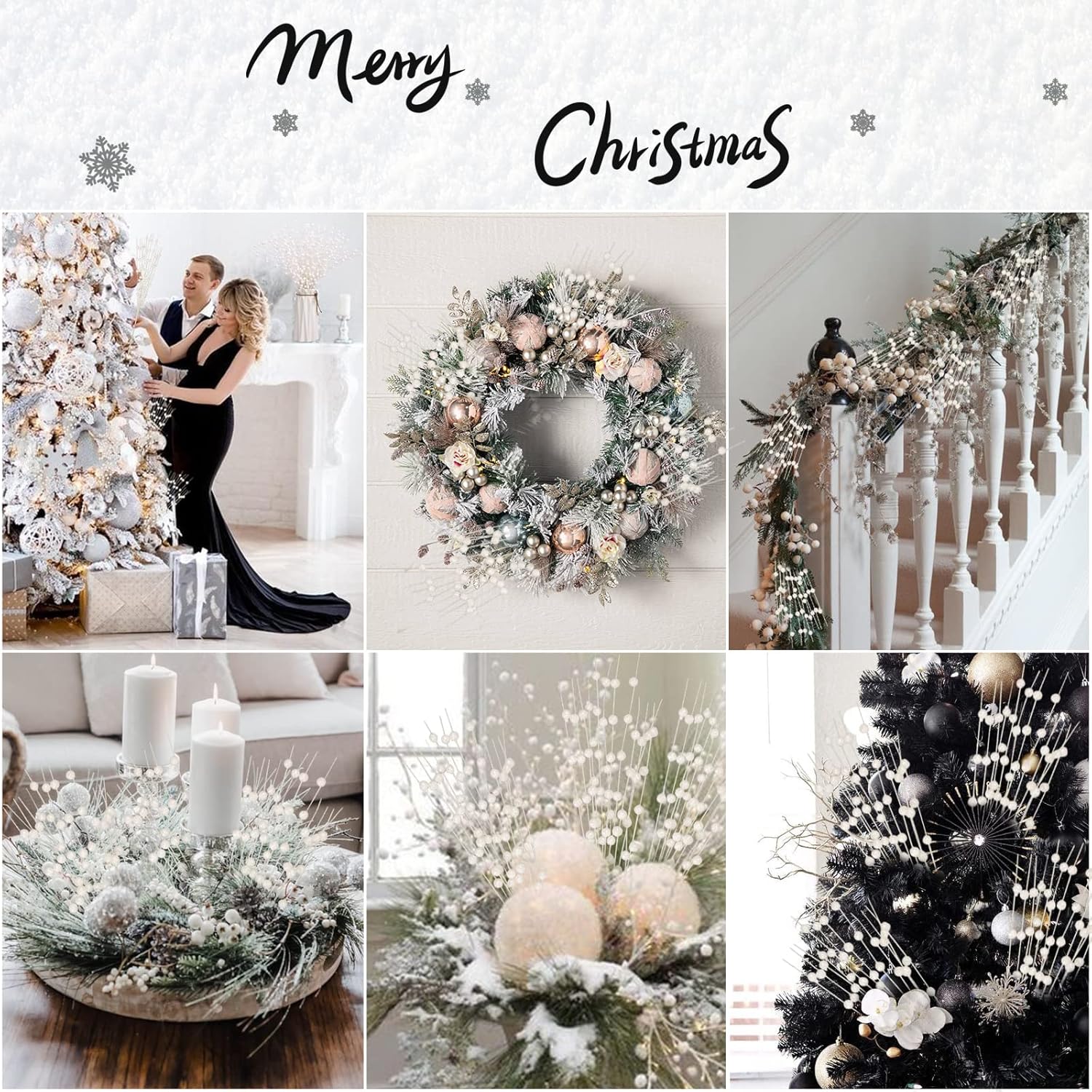 12 PCS Christmas Glitter Berry Stems 158 Inch