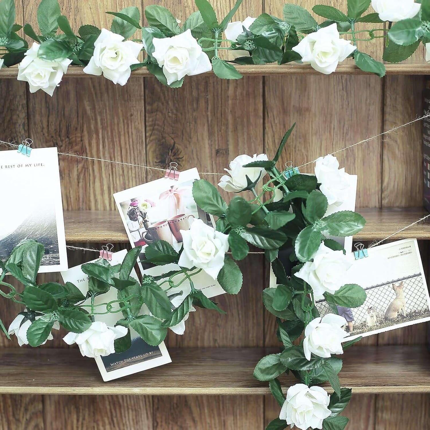 Efavormart 6 Foot 3D Silk Rose Garland - Cream