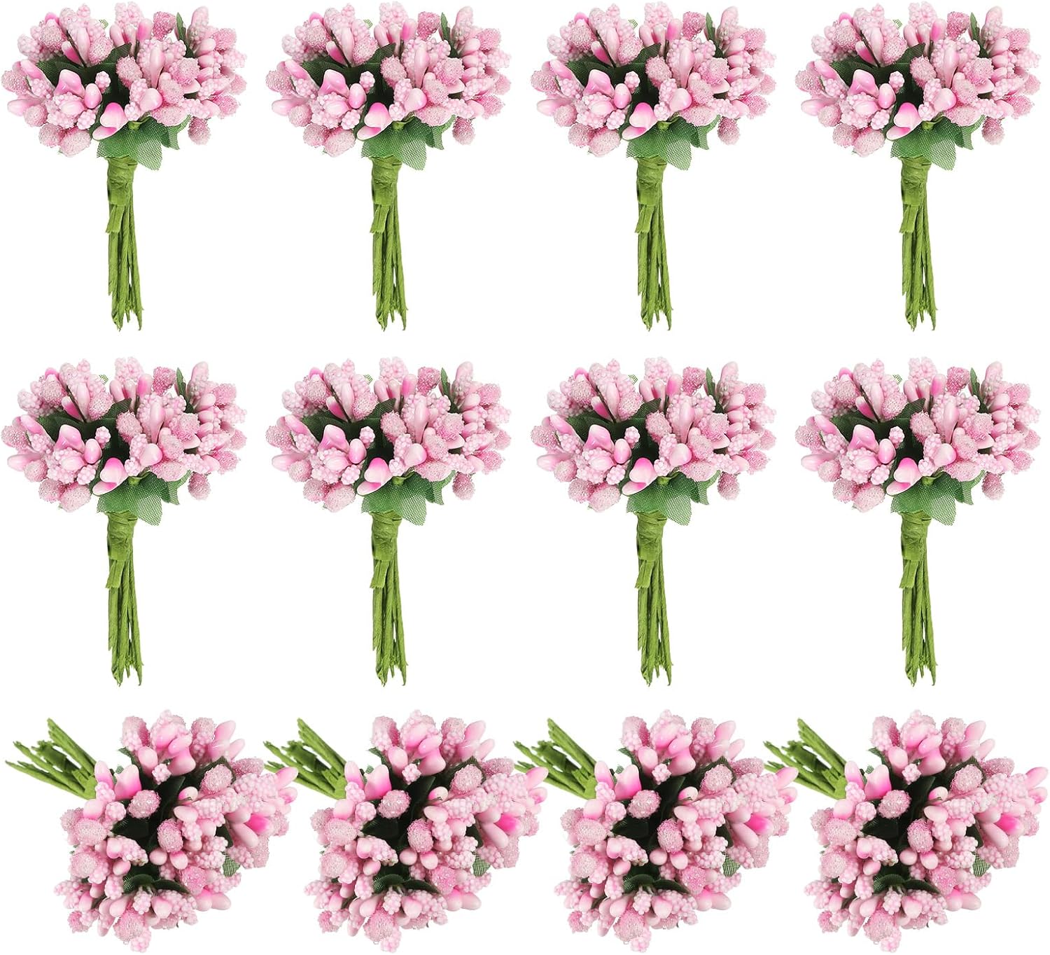PATIKIL Mini Artificial Pink Flower Stamens 144Pcs Bundle