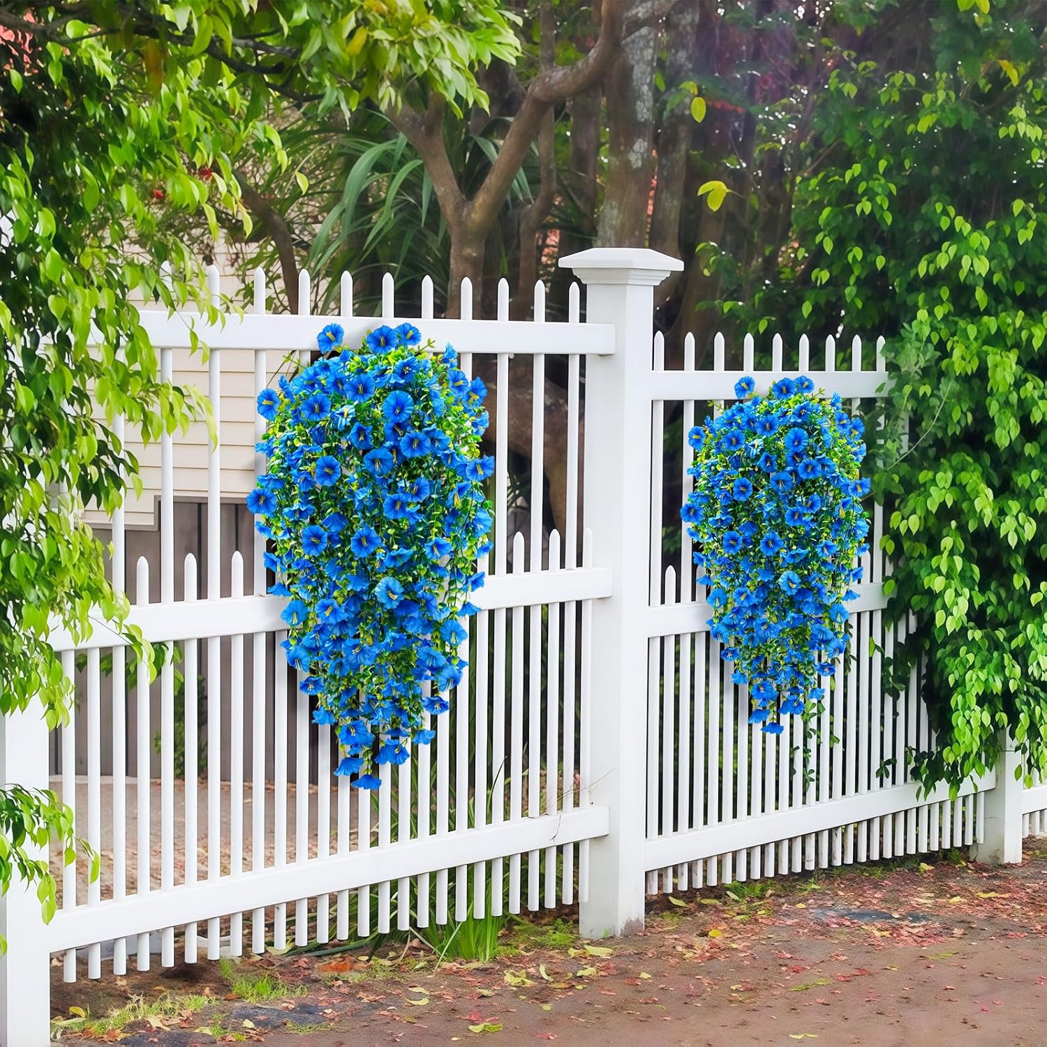 ICX 4PCS Artificial Hanging Morning Glory Flowers Blue