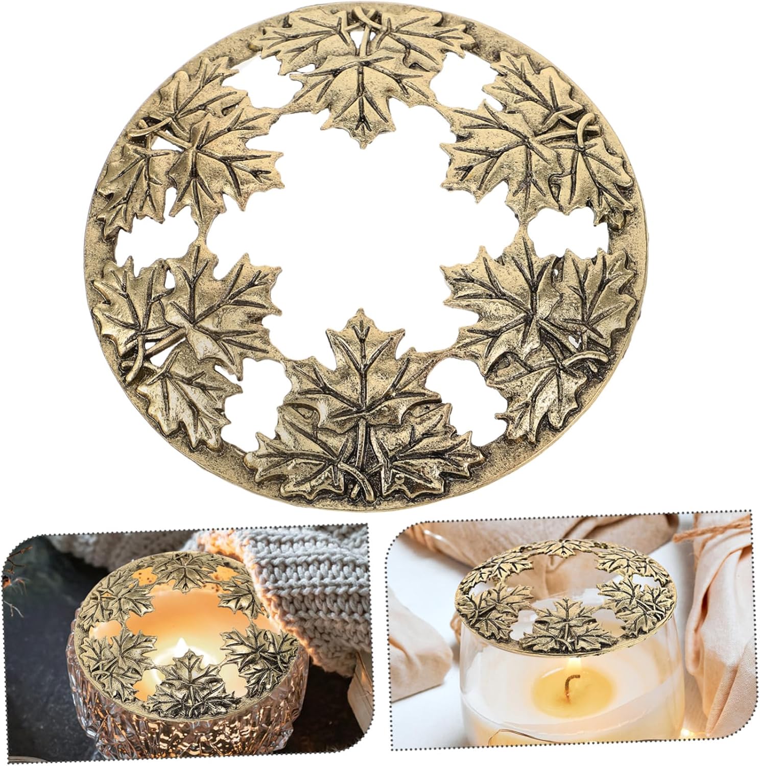 Scented Candle Topper with Maple Leaf Design