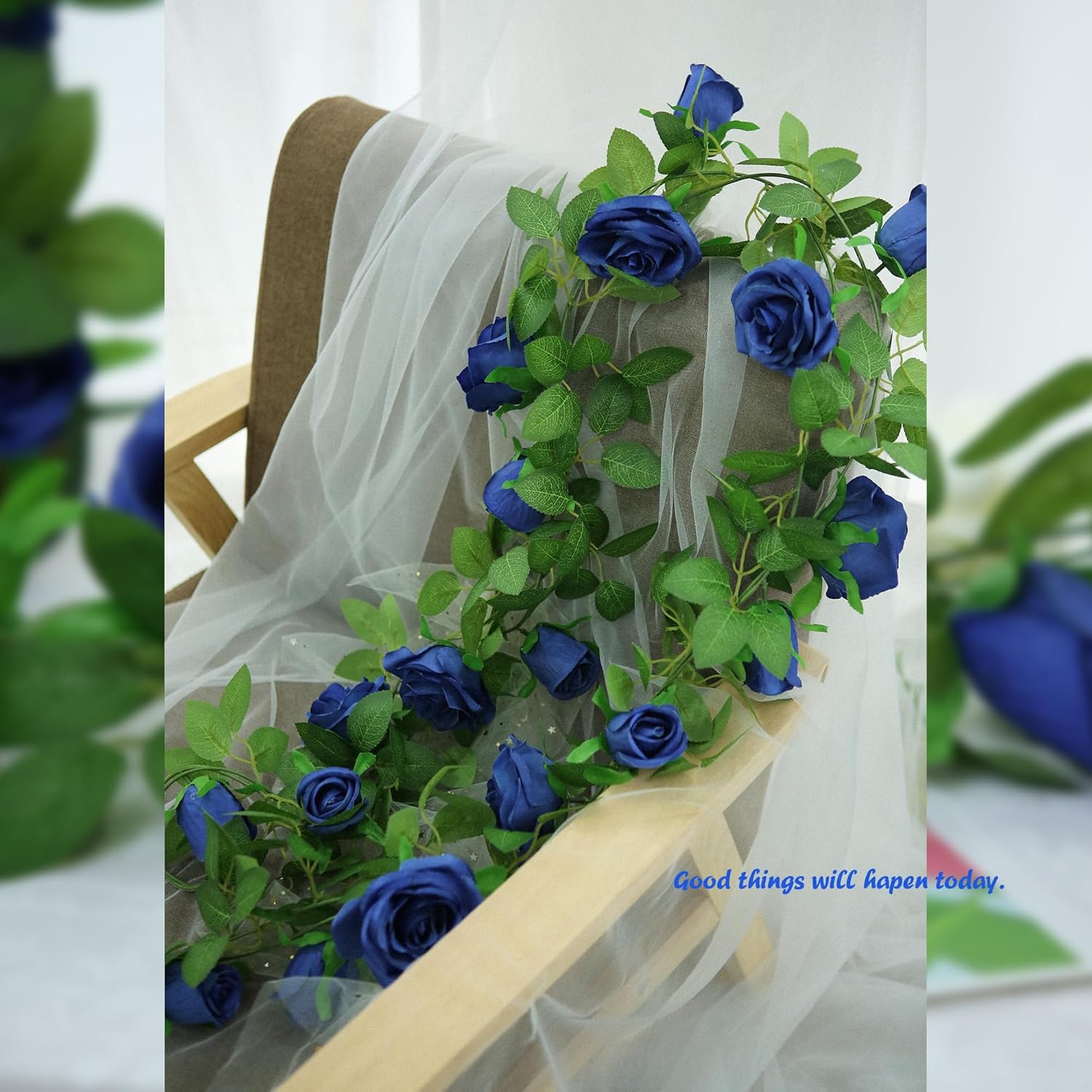 Felice Arts 2 Pack Royal Blue Artificial Rose Garland