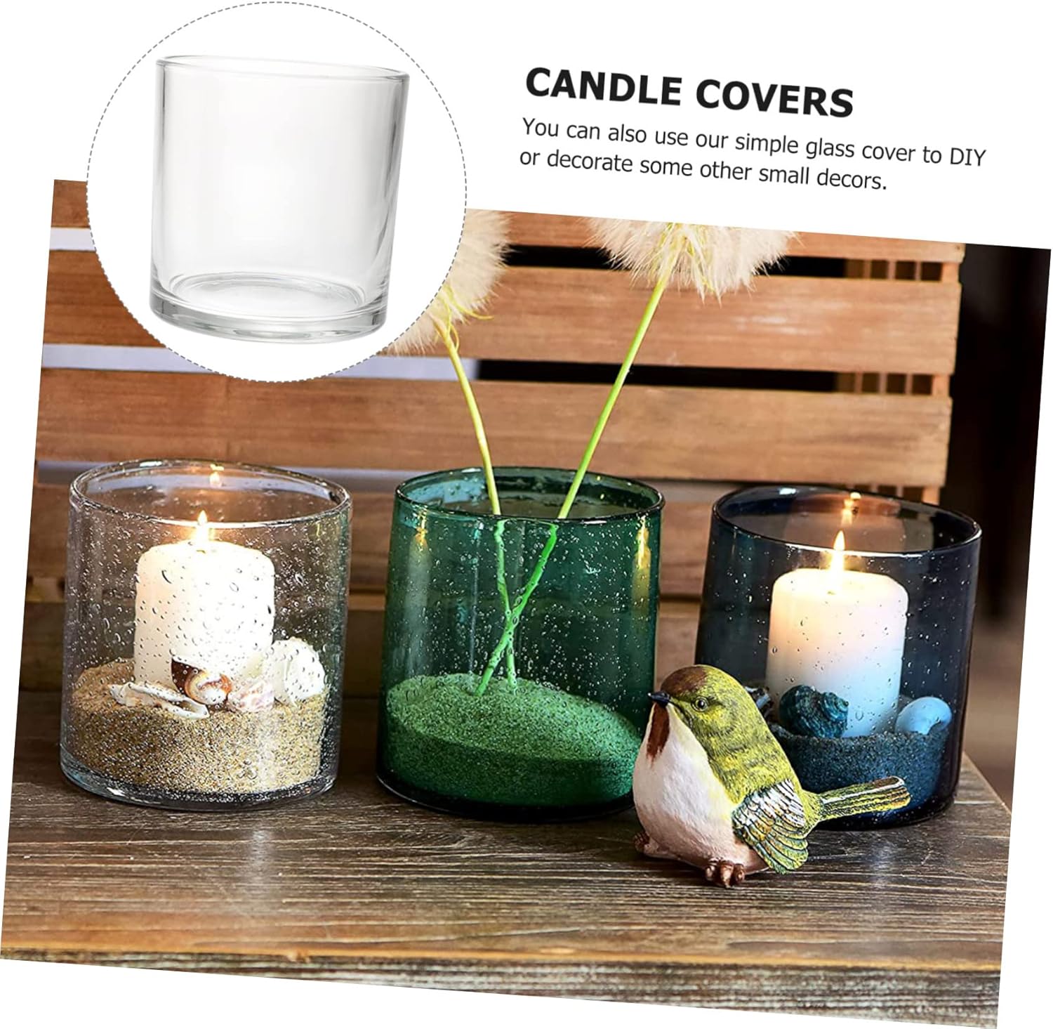 Clear Glass Candle Cover Windproof Dome for Votive Candles