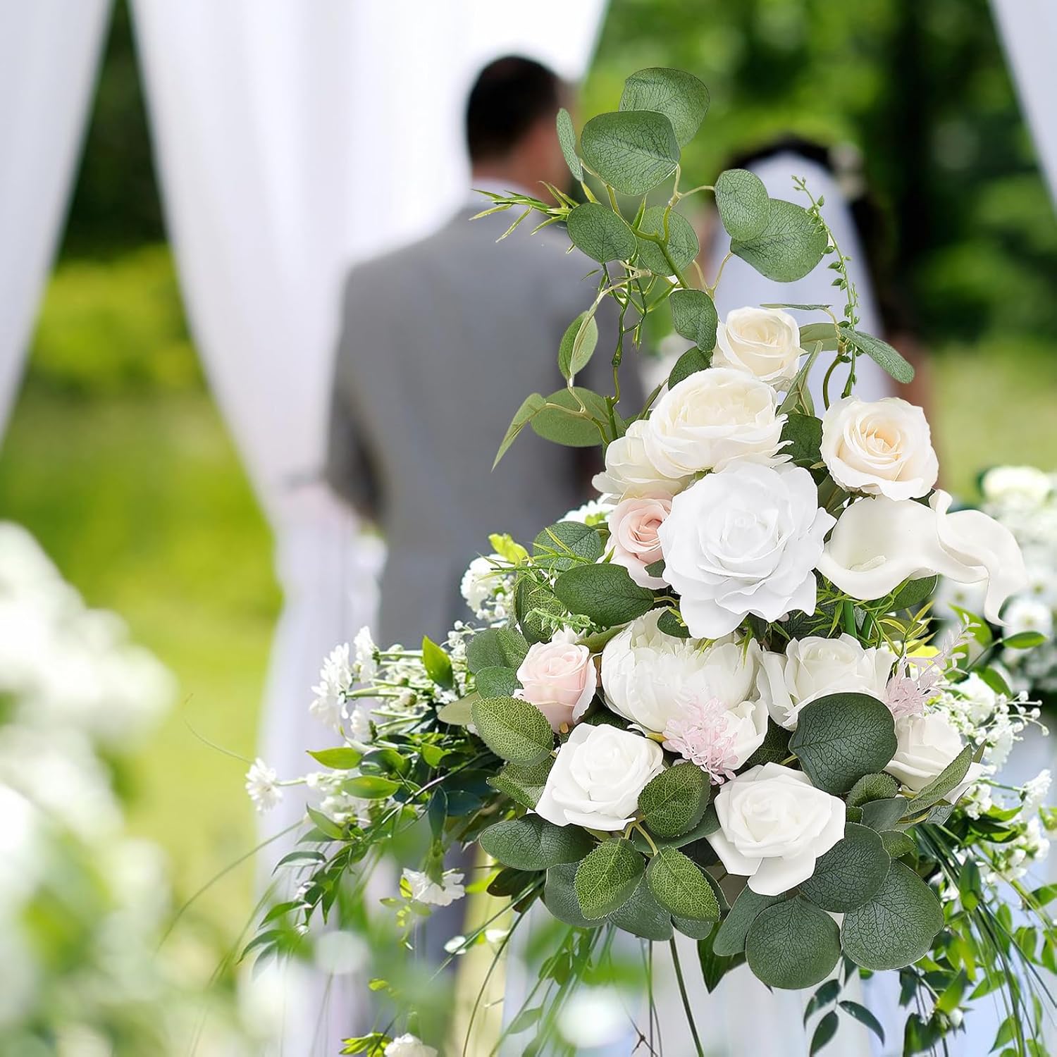 Belupai 2 Pcs Free Standing Artificial Flowers for Wedding Ceremony