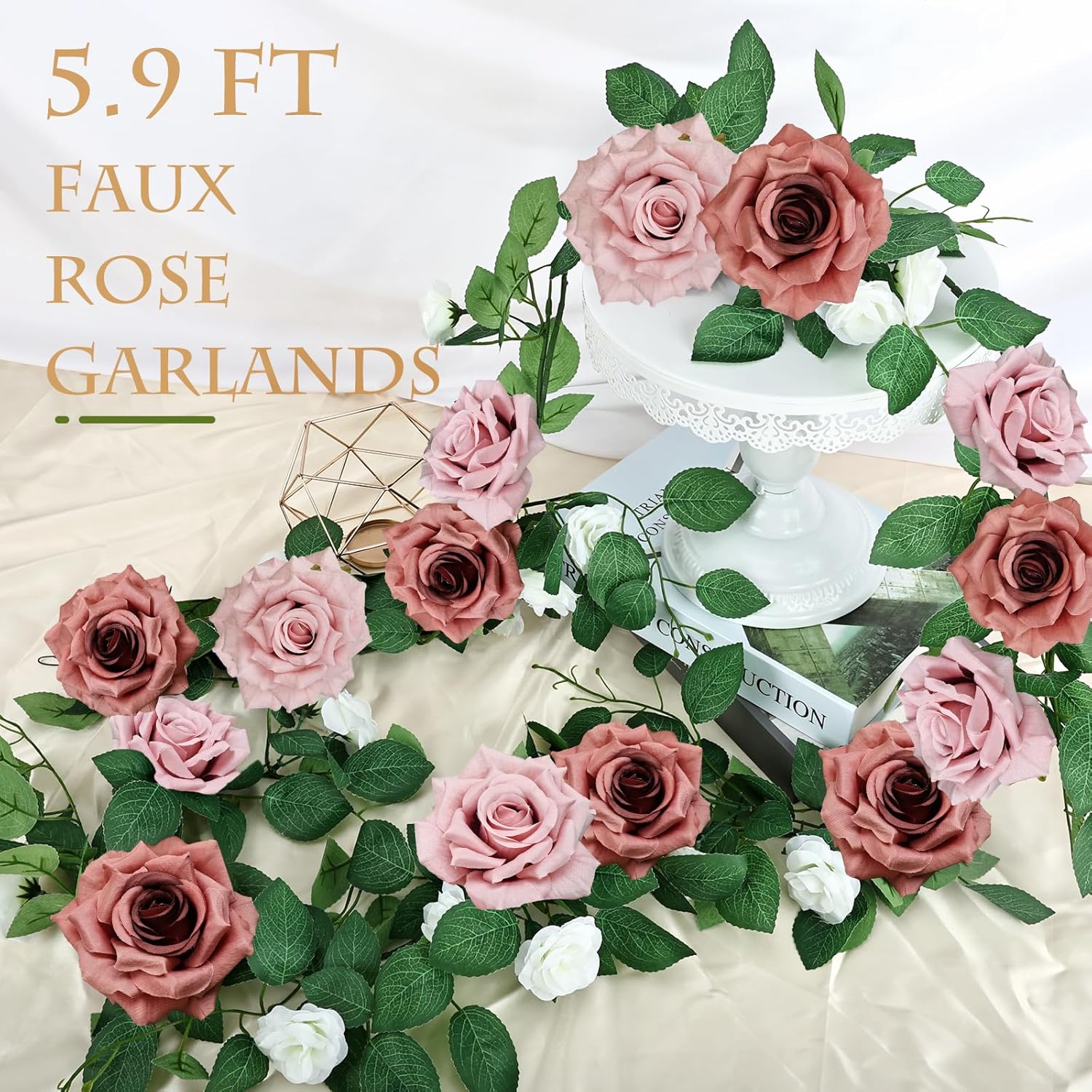 Pack of 2 Dusty Pink Artificial Rose Garlands 59 FT