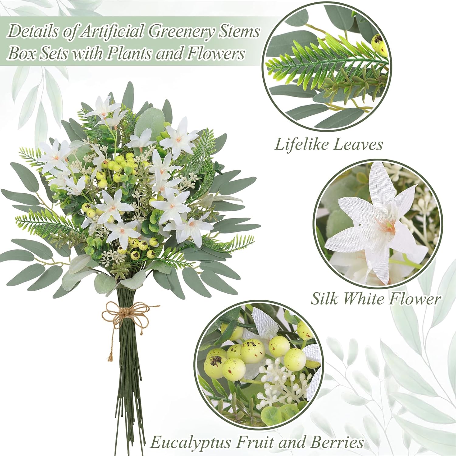 Alynsehom Artificial Flower Stems Set 70 Pcs Wedding Decor