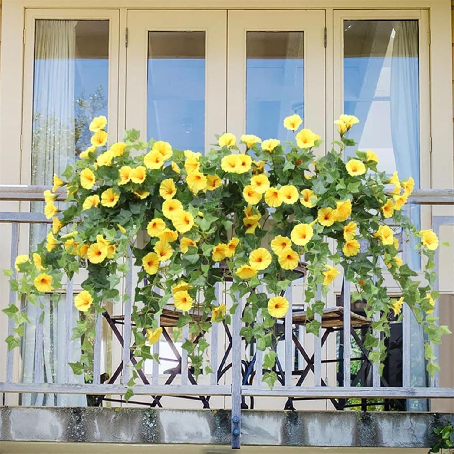 Hugs Garden Artificial Flowers 4pcs UV Resistant Hanging Morning Glory Black