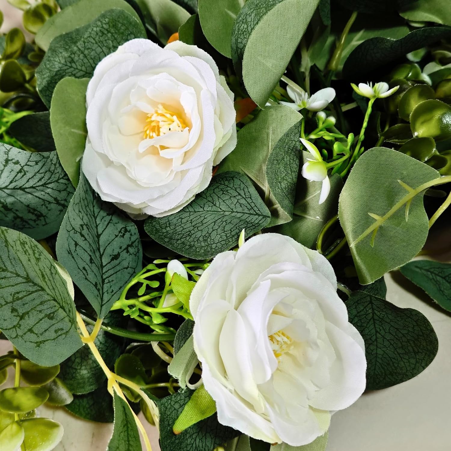 ASTRYAS 2 Pack Artificial Eucalyptus Garland with Flowers