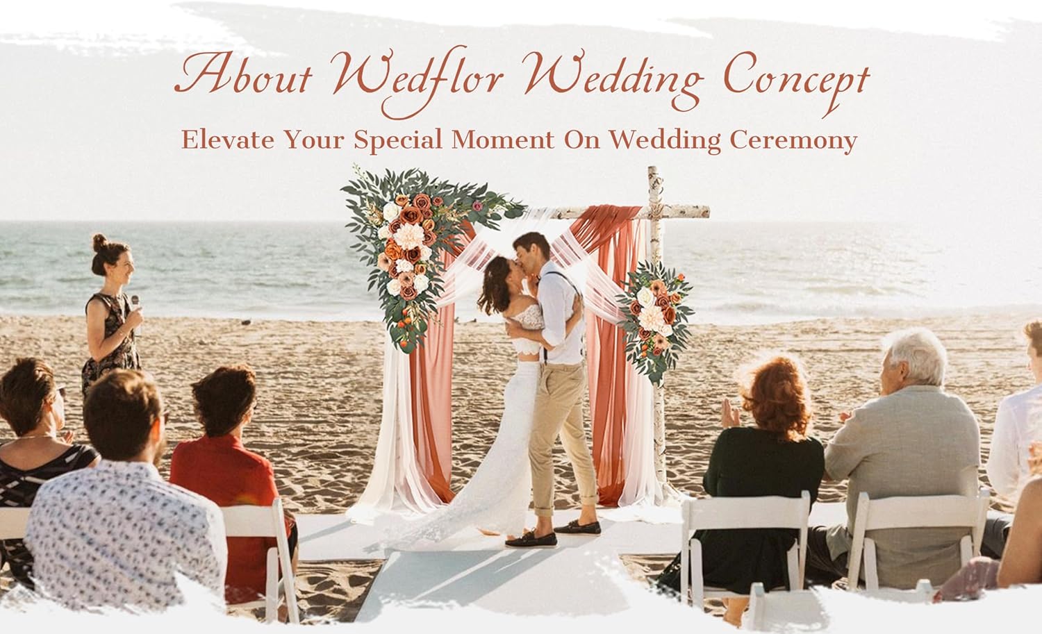 Wedding Arch Flowers with Drapes Kit - 4 Pack