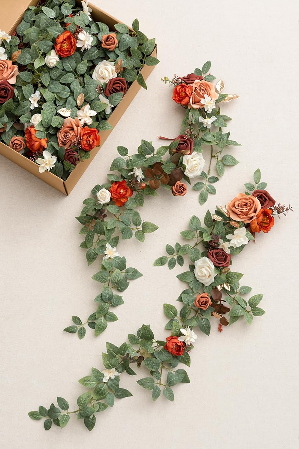 Fall Wedding 10pcs Chair Decorations Orange Terracotta Floral Swag