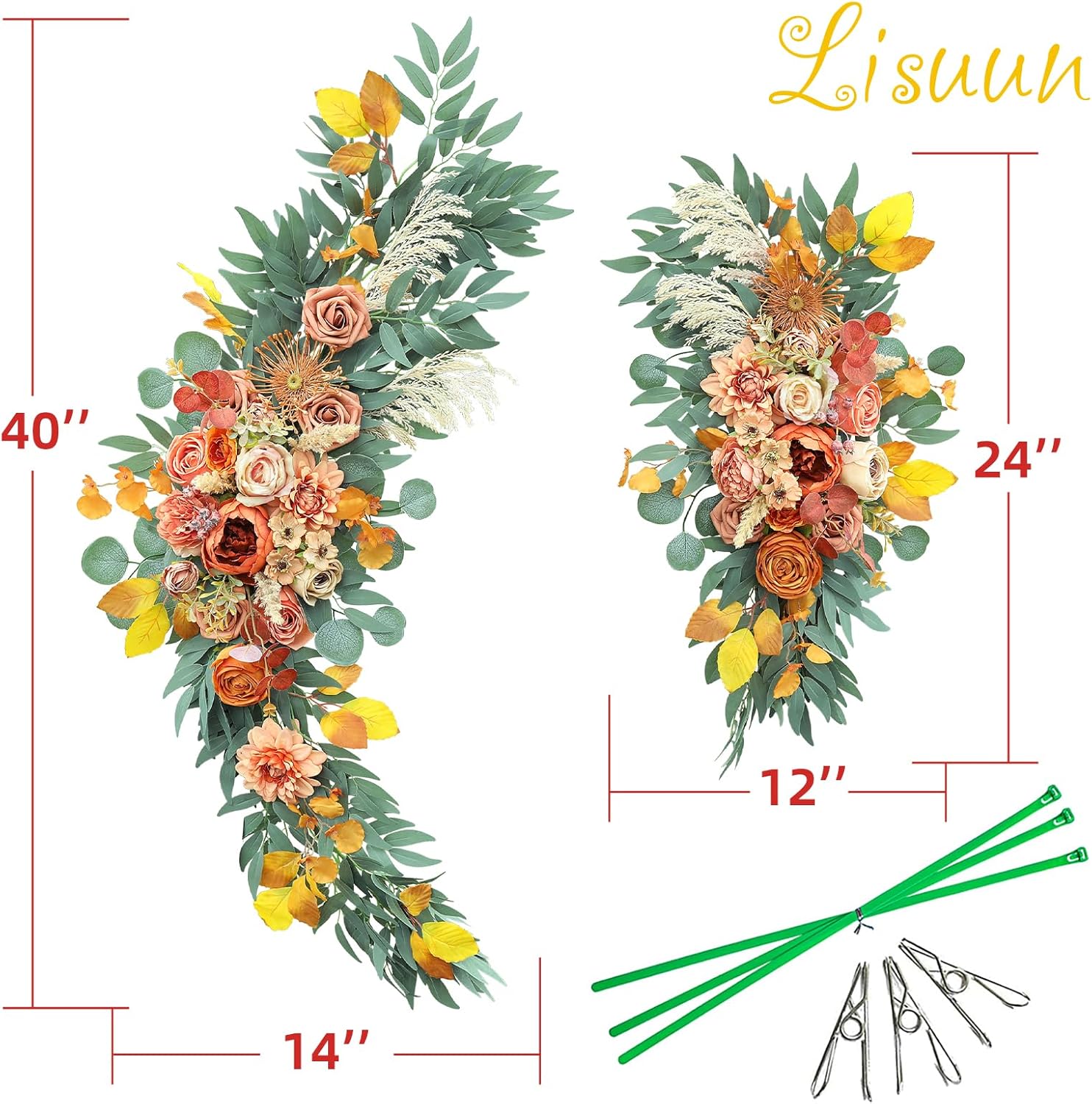 Lisuun Wedding Arch Flowers Pack of 2