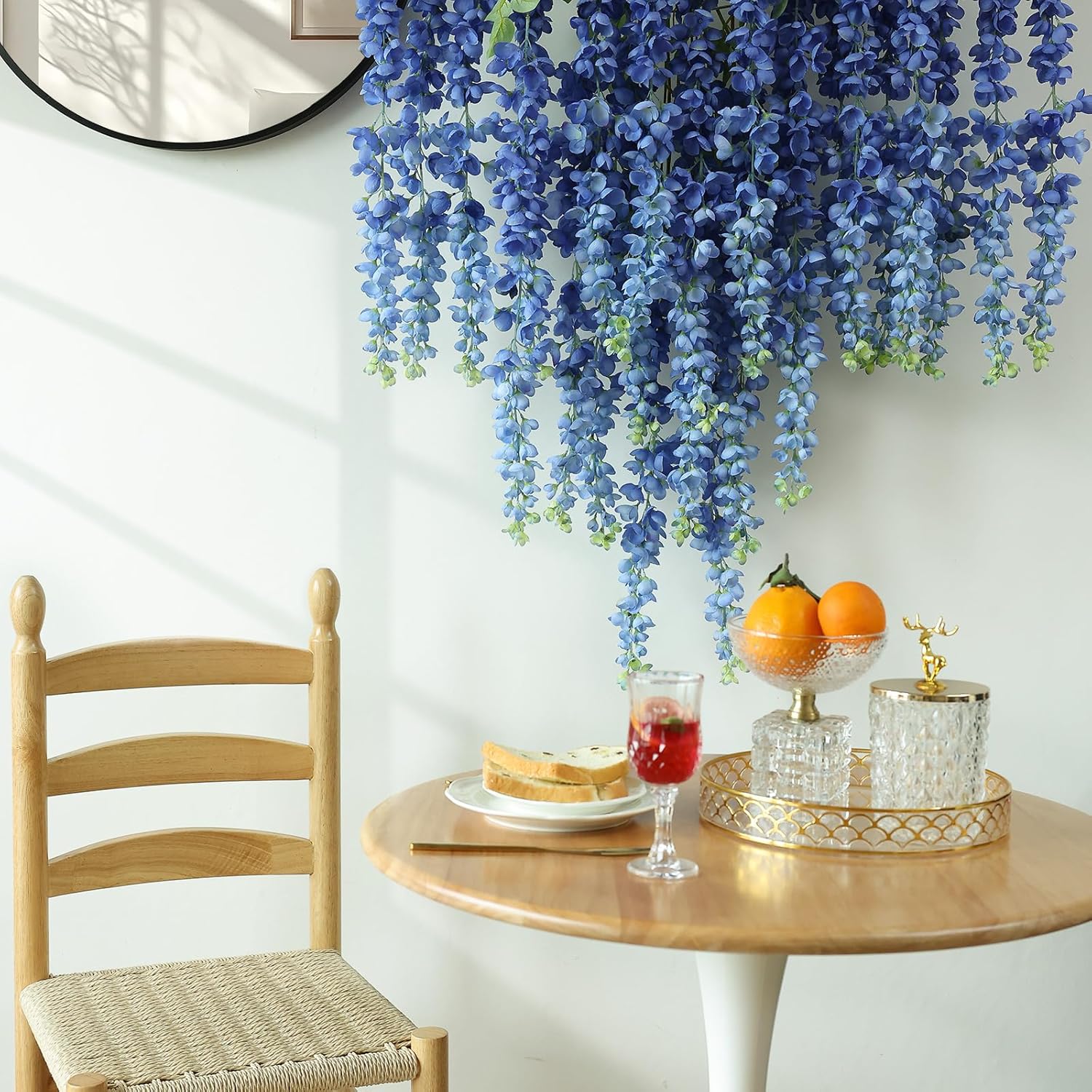 Mizii 6Pcs Royal Blue Wisteria Garland Hanging Flowers Decor