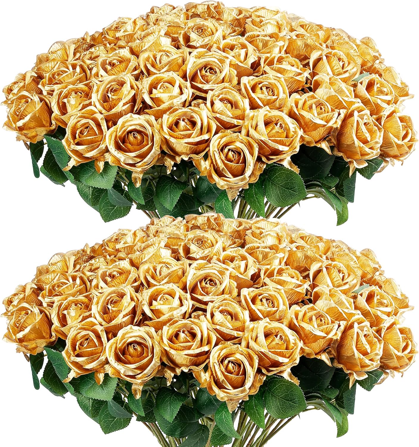 60PCS Gold Rose Artificial Flowers for Events and Decor