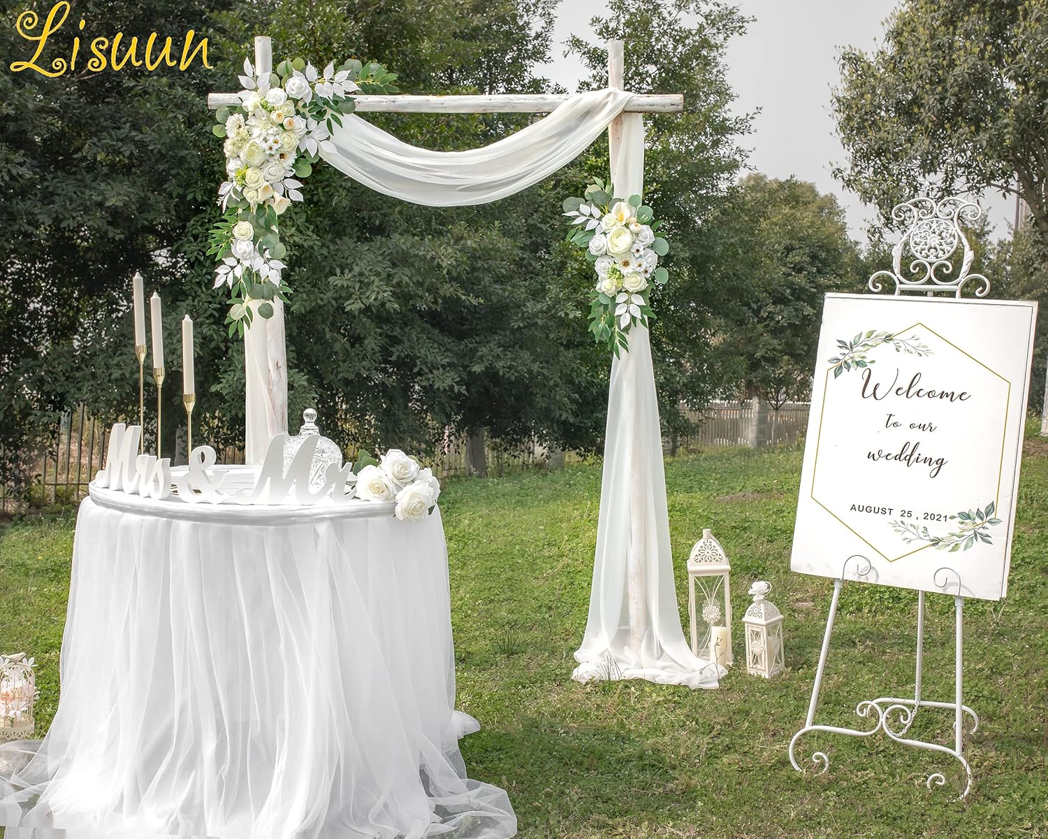 Lisuun Wedding Arch Flowers - 3 Piece Decor Set