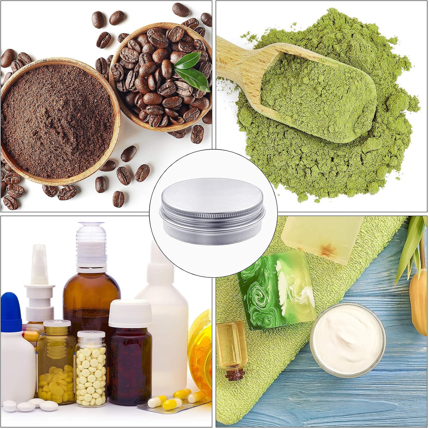 Patelai 2 Oz Metal Round Tins with Screw Lid 36 Pack