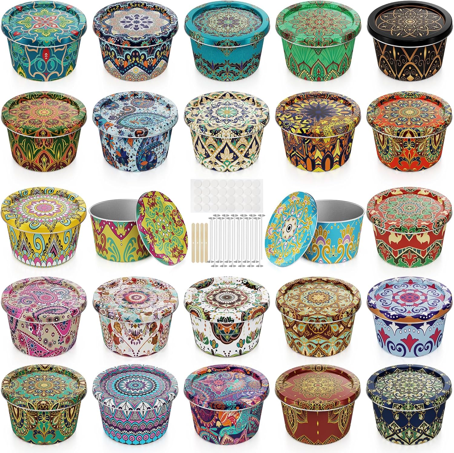 Nexuraze 24-Pack Candle Tins with Lids and Wicks