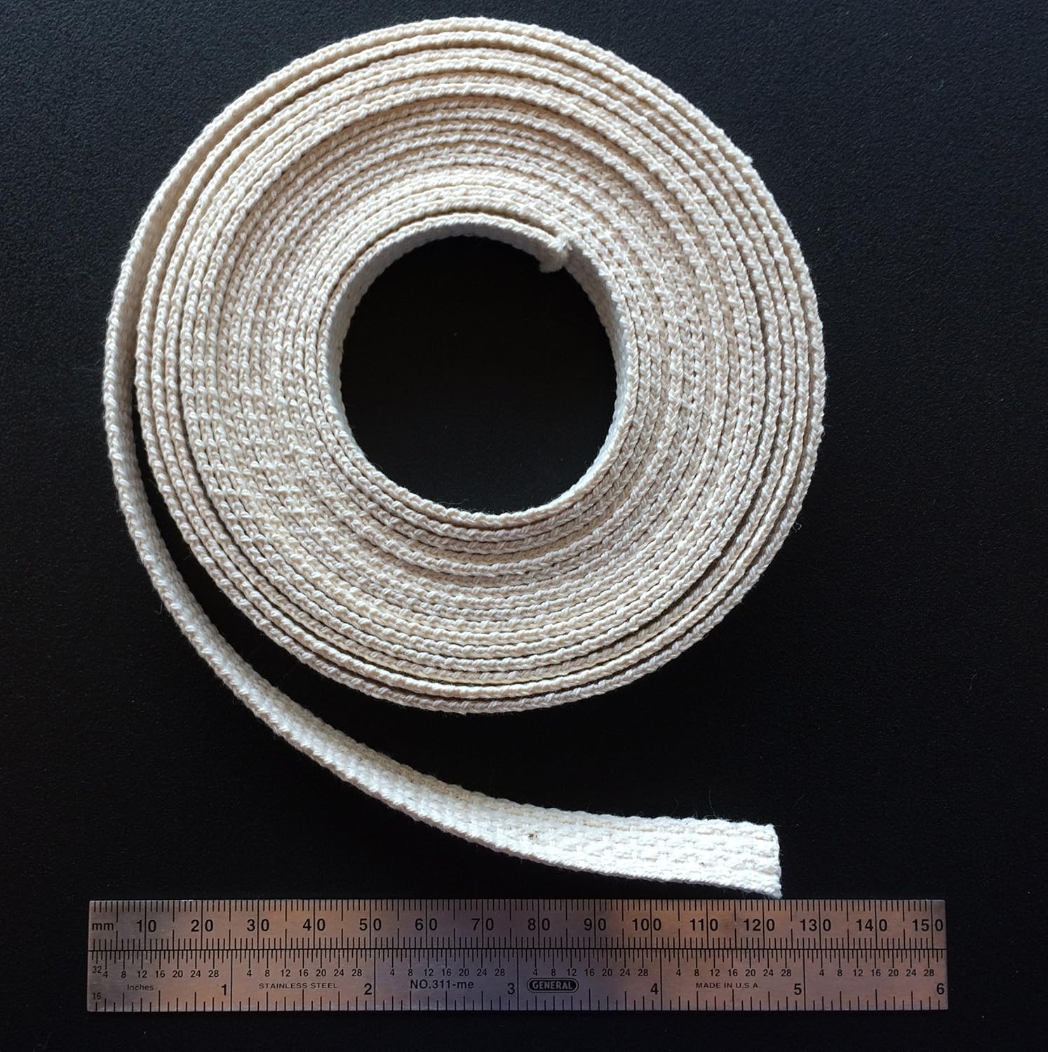 12 Inch Flat Cotton Wick Six Feet Made in the USA